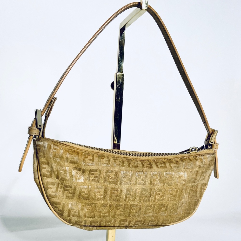 Gold FENDI Zucchino Monogram Purse